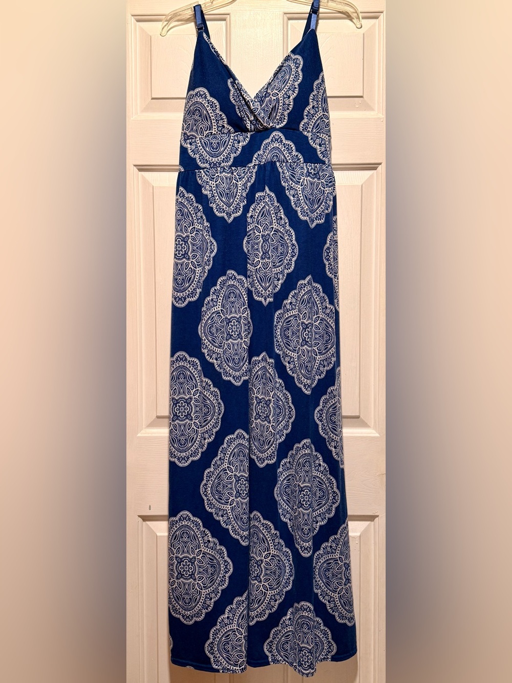 Allison Brittney Blue and White Paisley Maxi Skirt
